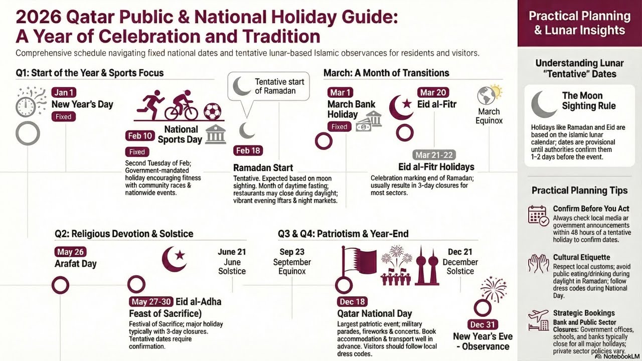 Qatar Public Holidays 2026 &mdash; Full List & Dates | Calendar #qatar #qatar2026 #doha #2026 #holiday