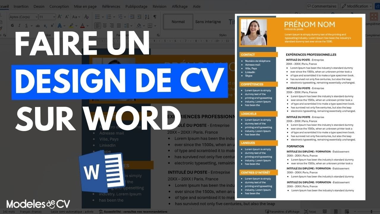 Créer un design de CV avec Word en 2026