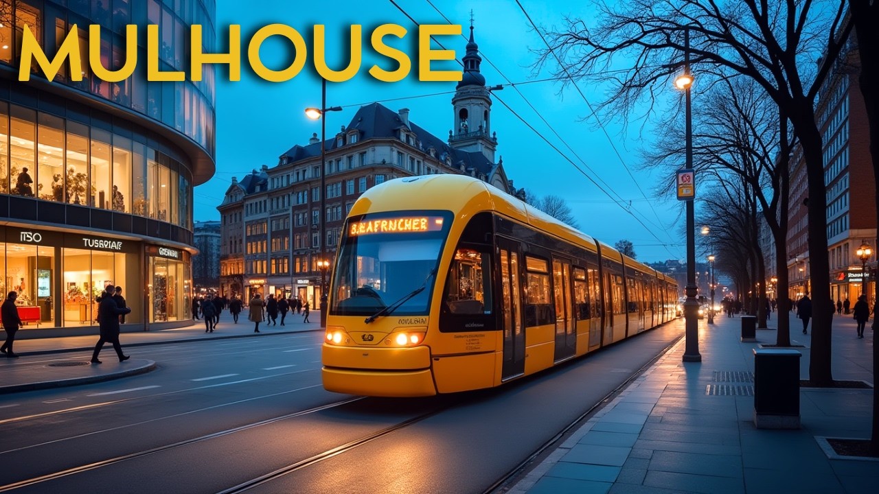 Mulhouse at Night | Relaxing 4K City Tour  🌙 France 🇫🇷