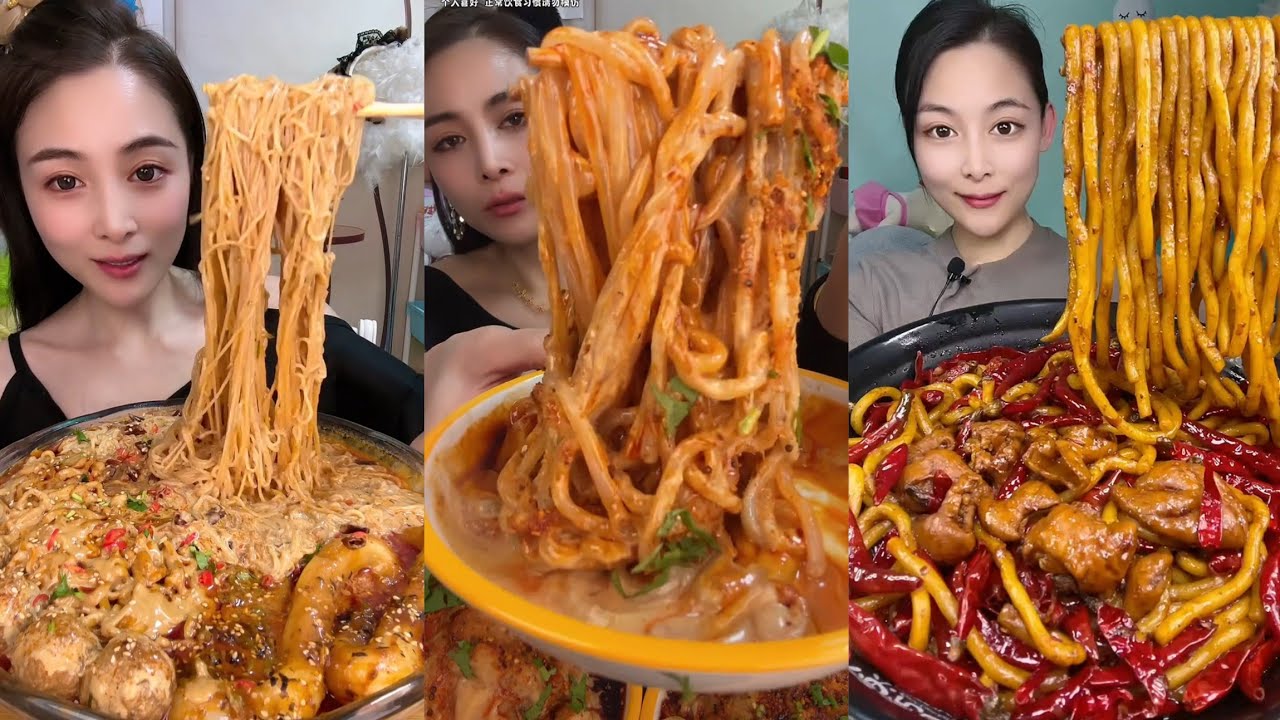 Mukbang : Eating Spicy Noodles 🍜🍜 fire Noodles 🍜 with Hotdogs 😋#delicious #noodles #yummy #cook 