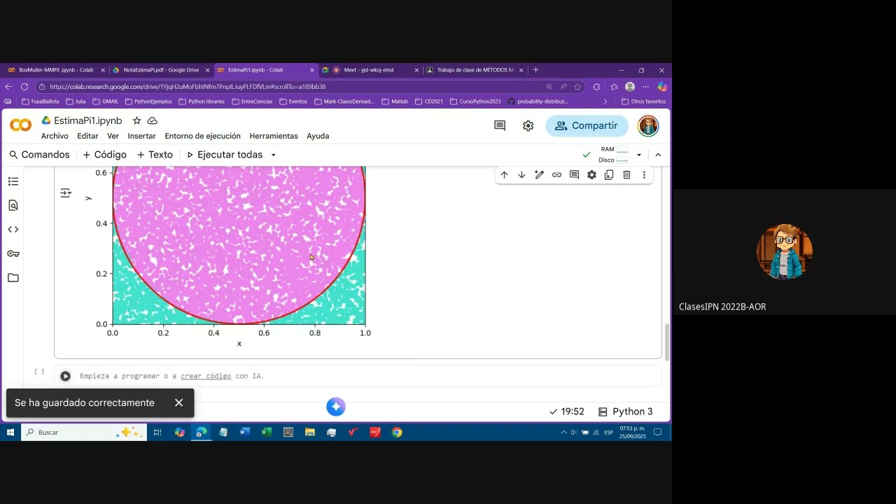 PI POR MONTE CARLO Y BOX-MÜLLER EN PYTHON (2025/09/25)