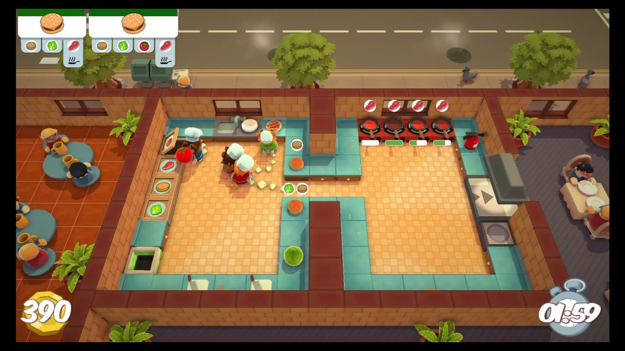 Overcooked World Record 806 Score Level 1-4 [4 Players]