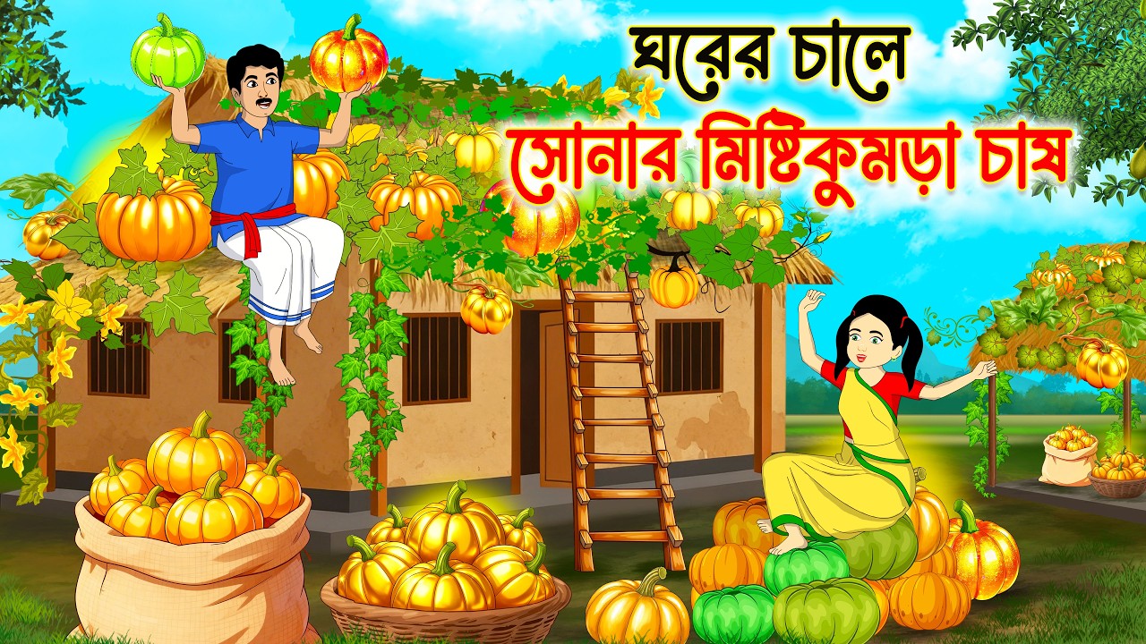 ঘরের চালে সোনার মিষ্টি কুমড়া চাষ |Bengali Fairy Tales Cartoon|Rupkothar Bangla Golpo|Thakumar Jhuli