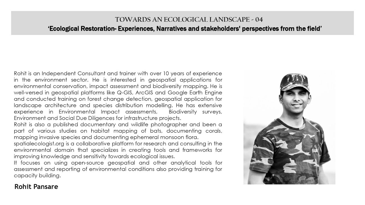TEL 4 | Rohit Pansare | GIS, satellite imagery & Google Earth Earth for ecological restoration