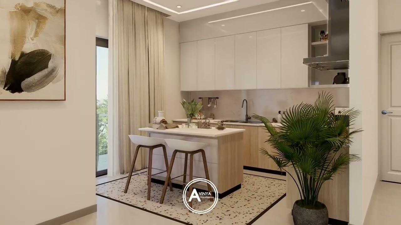 Modern 3D Interior Animation | Living Room & Kitchen Walkthrough (Blender + D5 Render)