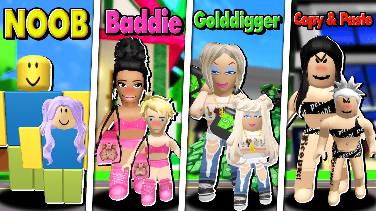 NOOB vs BADDIE vs GOLDDIGGER vs COPY & PASTE Family (Roblox Brookhaven RP)