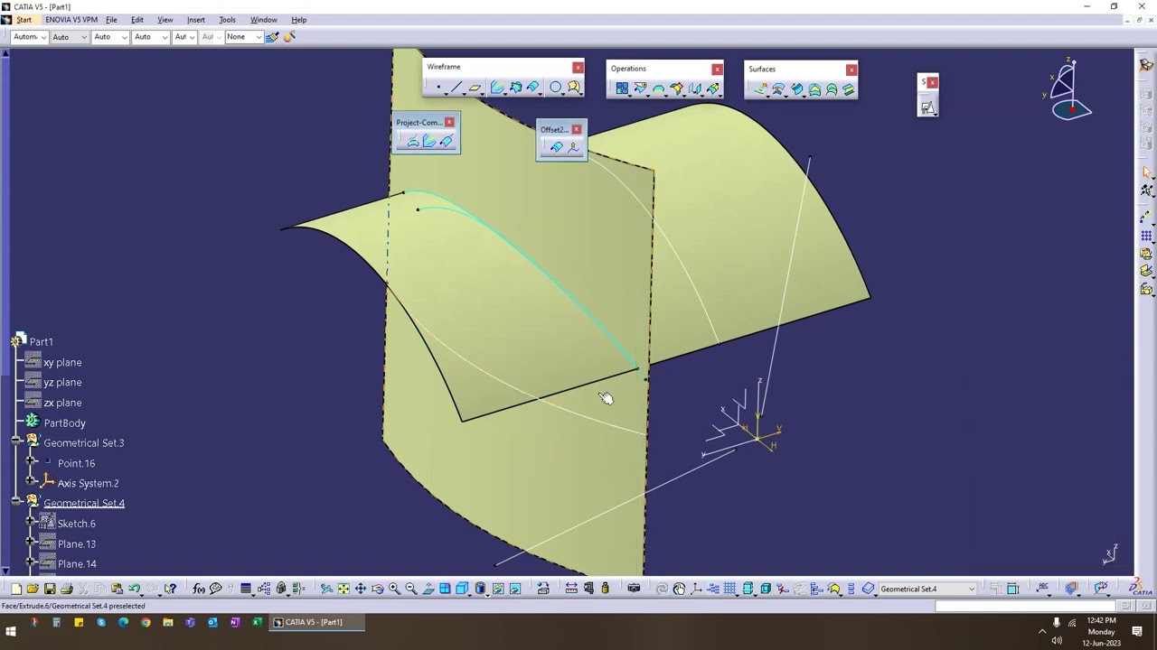 Projection Intersection and Parallel Curve | Advanced CATIA v5