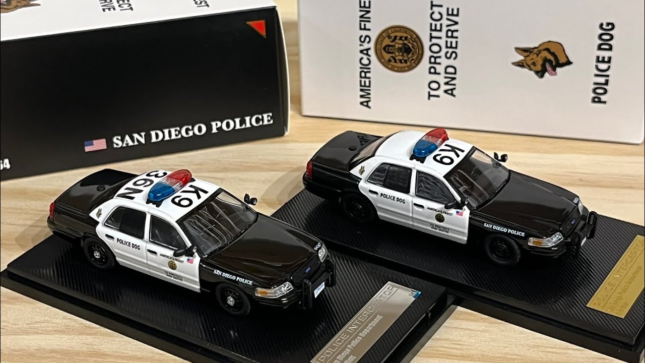 Rollin 1/64 Scale San Diego Police K9 Unit Crown Victoria Regular and Chase ￼