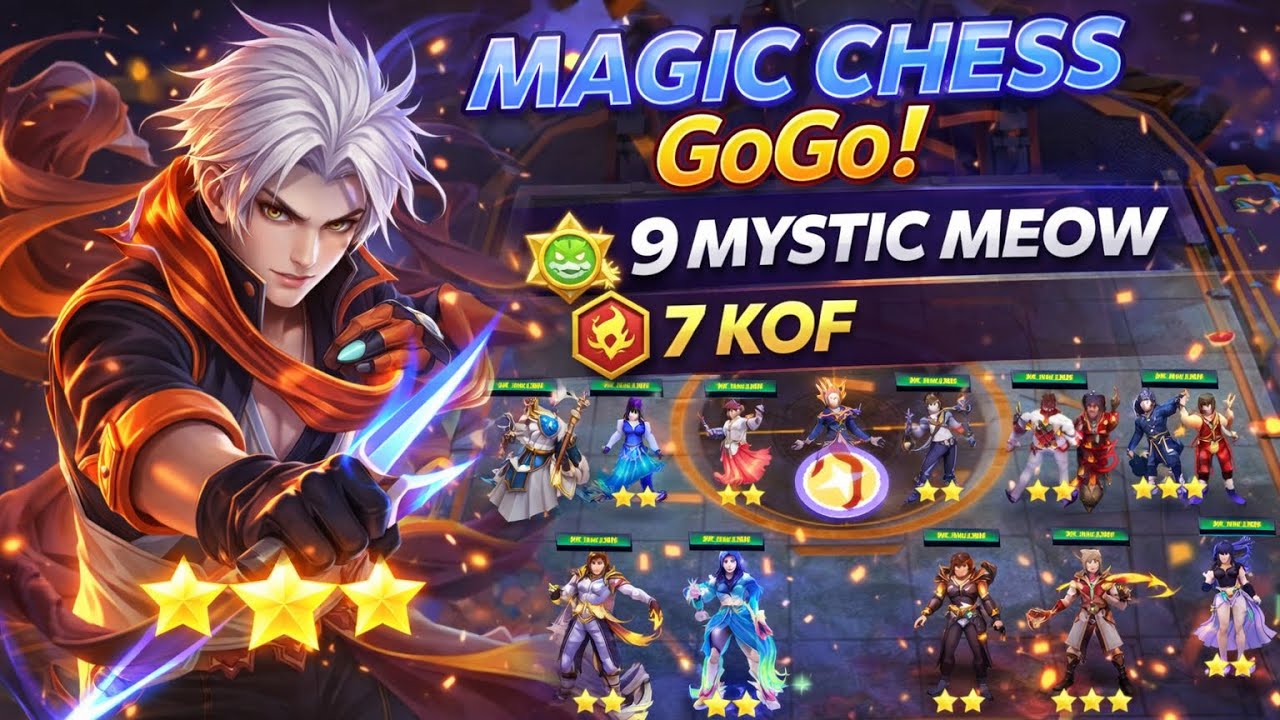 GUSION B3 Membantai Semuanya! 9 Mystic Meow + 7 KOF | Magic Chess GoGo