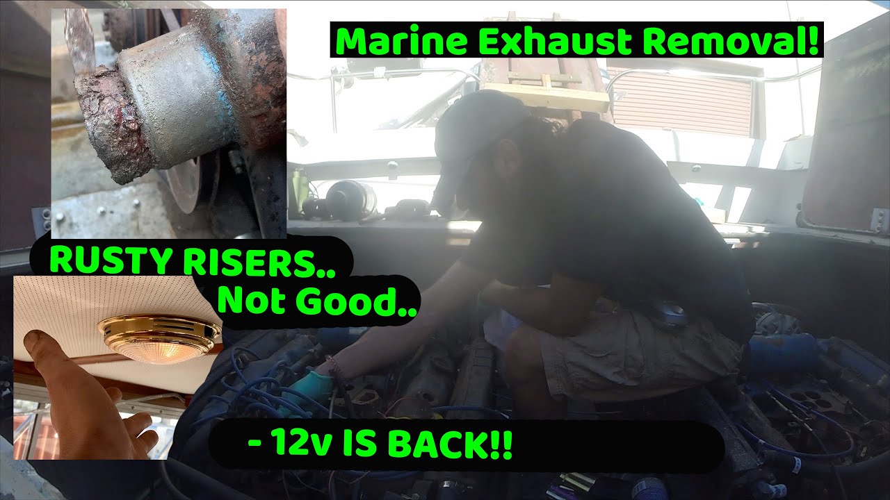Marine Wet Exhaust Removal - Rusty Risers - 46 Year Old Boat Restoration - Engine Disassembly -Ep 13
