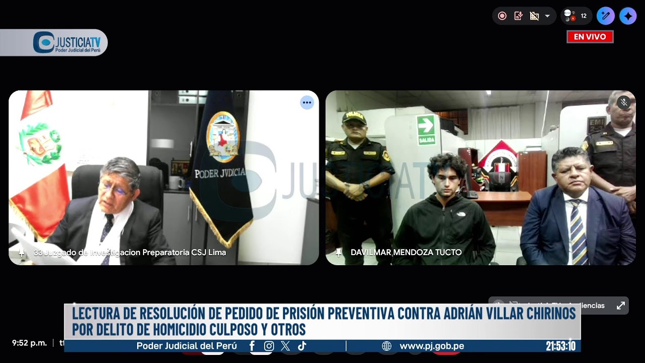 🔴#EnVivo | Lectura de resolución de pedido de prisión preventiva contra Adrián Villar Chirinos