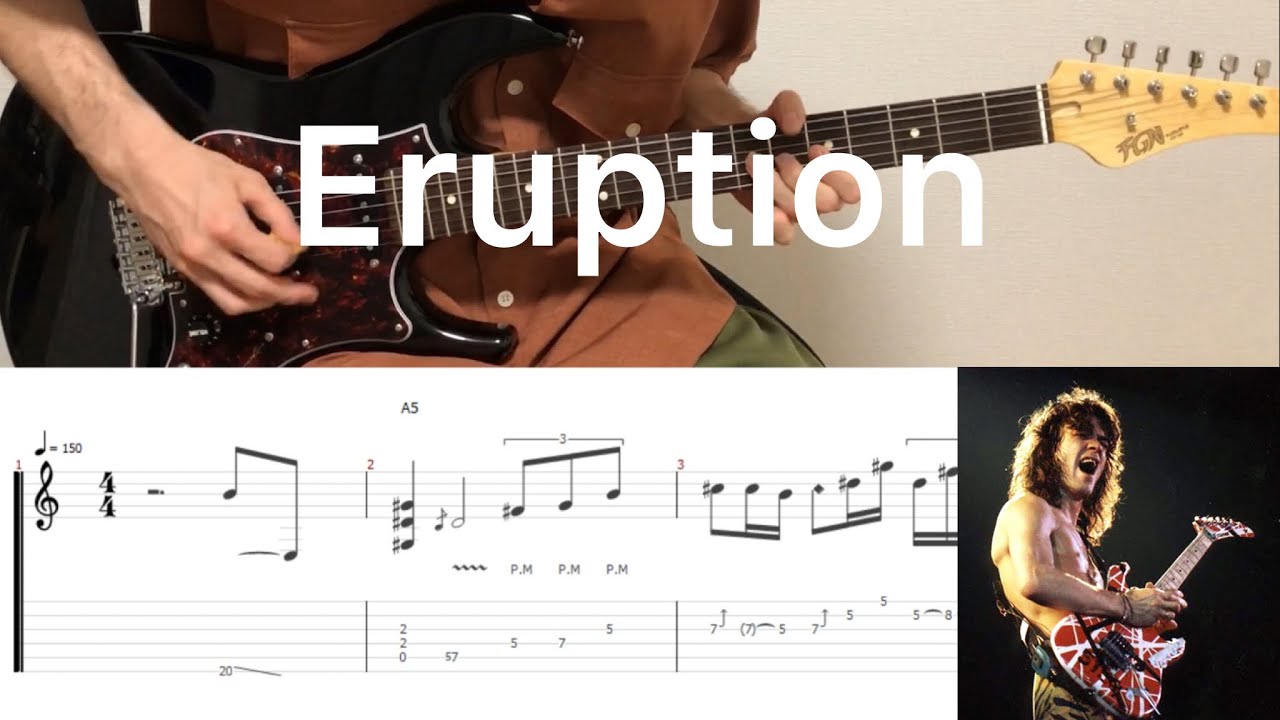 Van Halen - Eruption (guitar cover with tabs & chords)