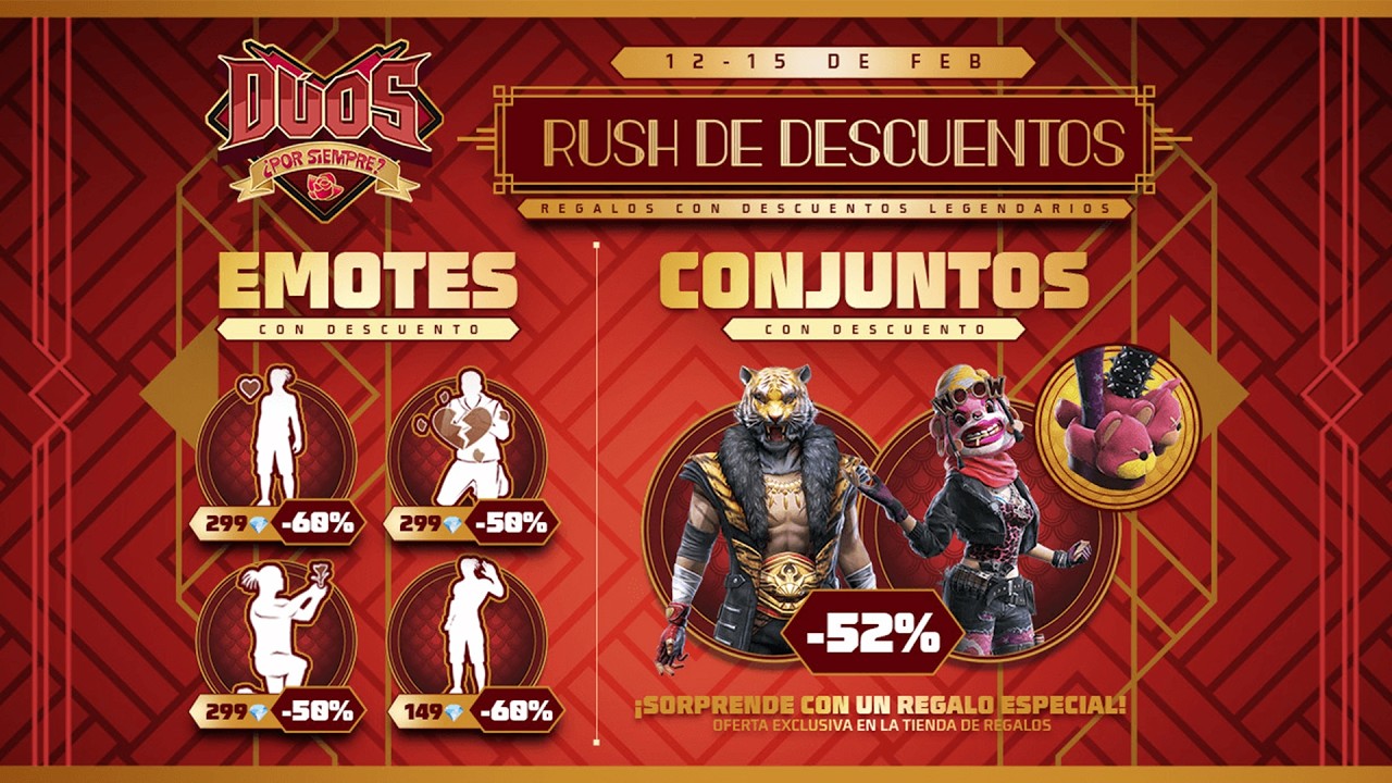 RAPIDO ASI FUNCIONA EL RUSH DE DESCUENTOS DUOS POR SIEMPRE EMOTES ASPECTOS Y MUCHO MAS CON DESCUENTO