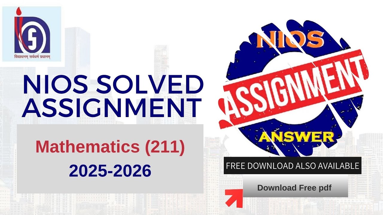 NIOS CLASS 10th Mathematics (211) Solved TMA | 2025-2026 solved assignment #nios #solvedassignment