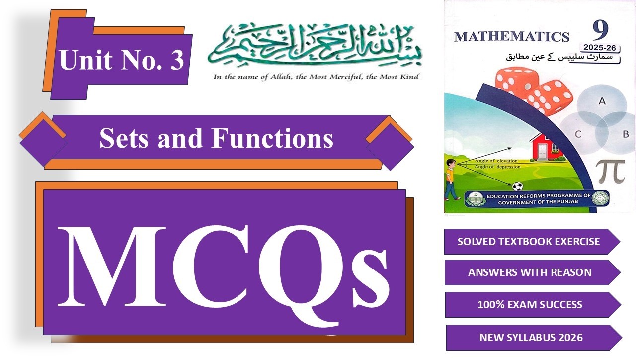 9th Math MCQs Unit 3 | BISE Lahore New Syllabus | Important Solved MCQs 2026