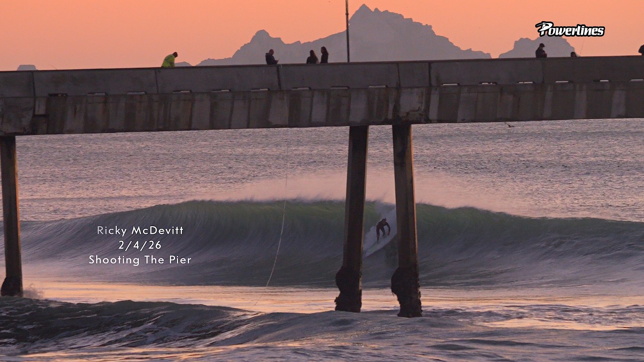 🏄‍♂️ Shooting The Pier 💦  Ricky McDevitt glides through a rare session ⚡️