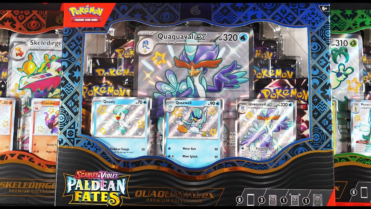 Opening one of each Paldean Fates Premium Collection Boxes