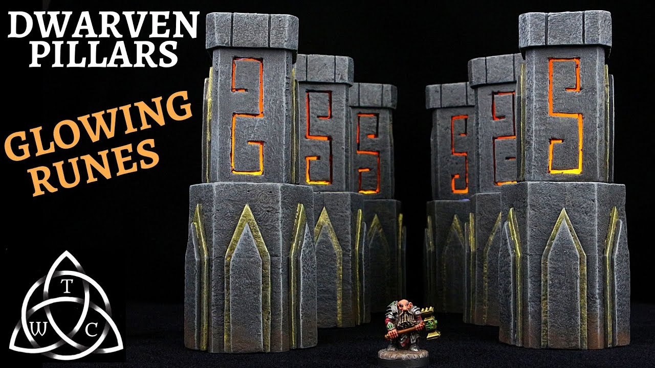 DIY Dwarven Pillars with GLOWING Runes for Dungeons & Dragons