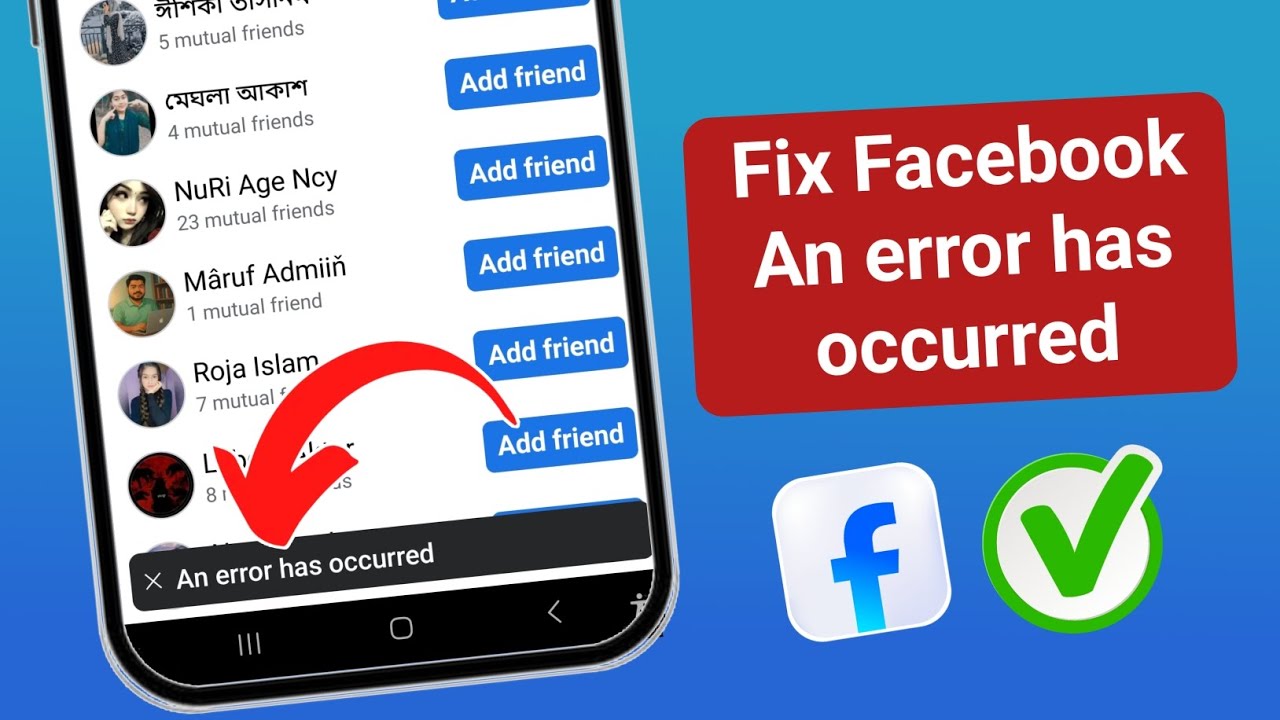 An error has occurred Problem in Facebook || Fix Facebook Friend Request An error has occurred
