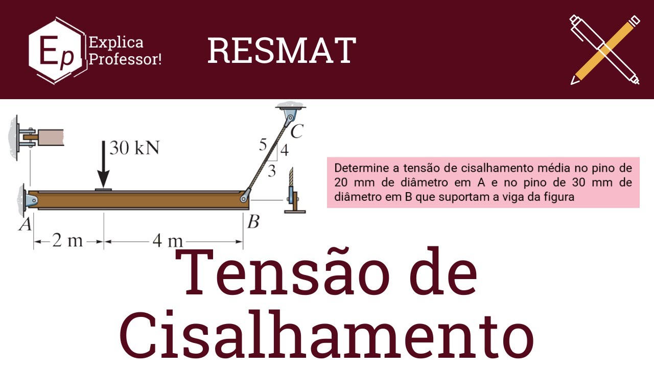 09 | Tensão de Cisalhamento | Resolução de Exercícios Resistência dos Materiais