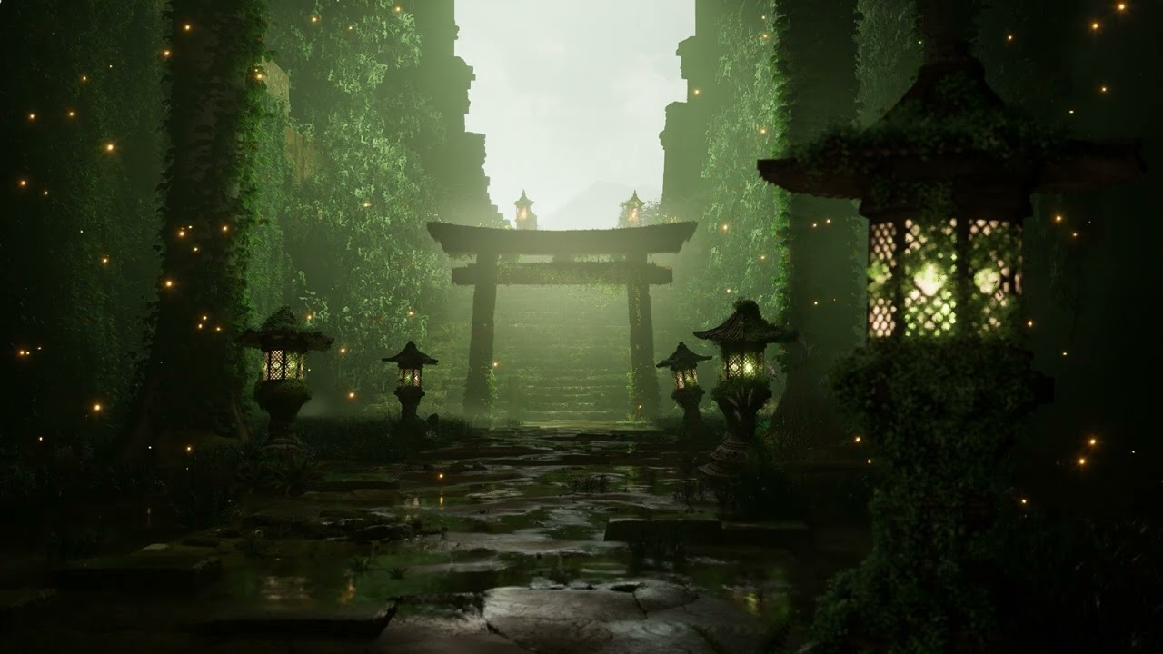 Mystical Ancient Path Ambience Rain & Wind Chimes Sounds to Fall Asleep