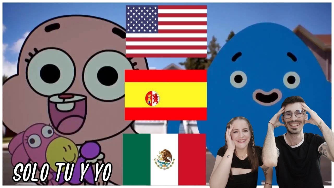 ESPAÑOLES REACCIONAN A DOBLAJE LATINO VS ESPAÑOL VS INGLES DE SERVICIO DE GUMBALL - SOLO TU Y YO