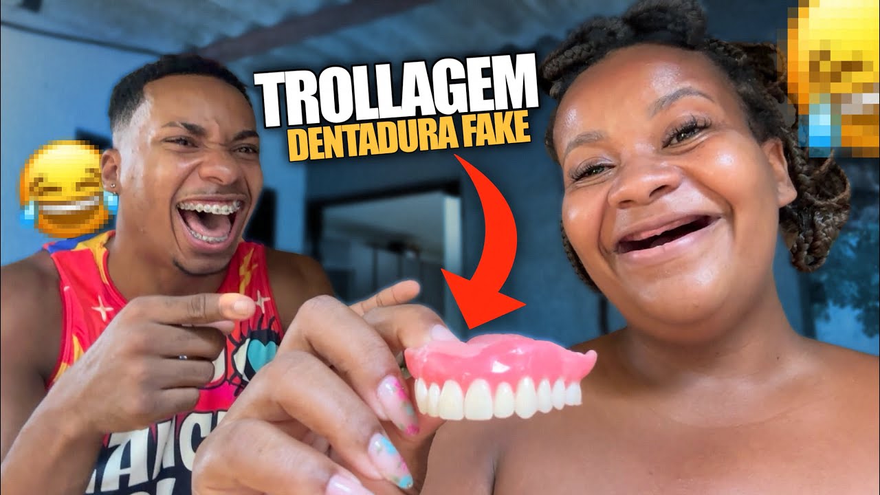 TROLLEI FLÁVIO COM UMA DENTADURA FAKE - VEJA A REAÇÃO DELE 😂🙊
