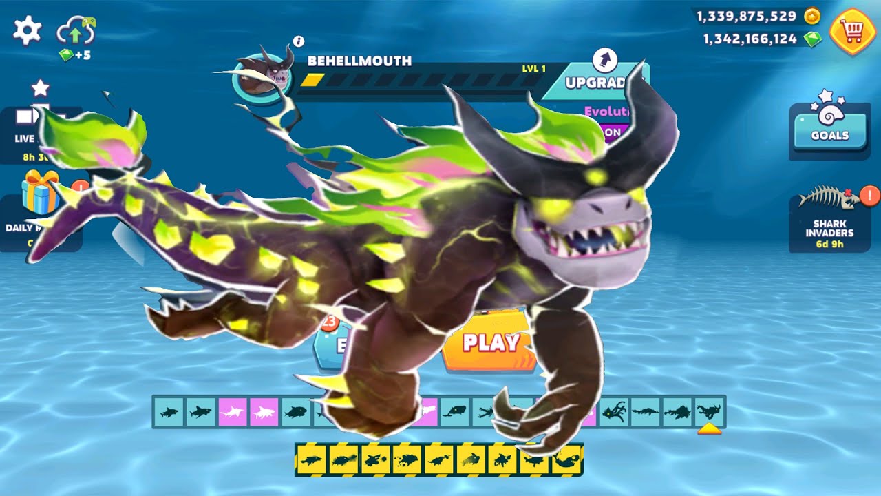 HUNGRY SHARK EVOLUTION - BEHELLMOUTH NEW SHARK EVOLVED KAIJU BEAST MOST POWERFULL SHARK ALL SHARKS