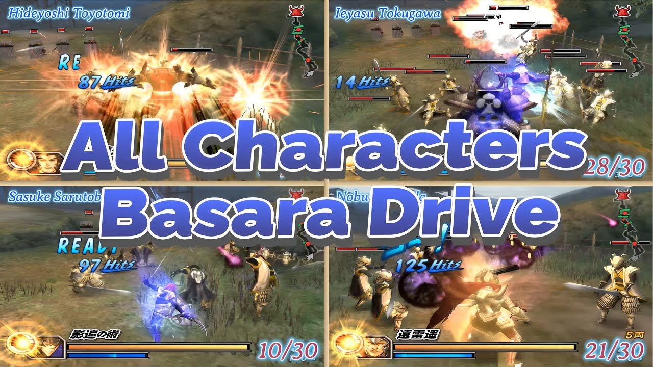 All Characters Basara Drive - Sengoku Basara 2: Heroes (戦国BASARA2 英雄外伝) | PS2 1080p 60FPS