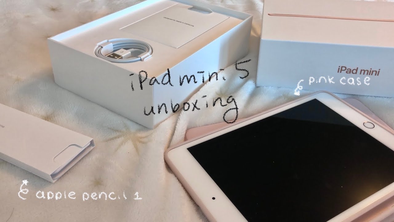 Unboxing iPad mini 5 (gold) + apple pencil 1 🌸✨
