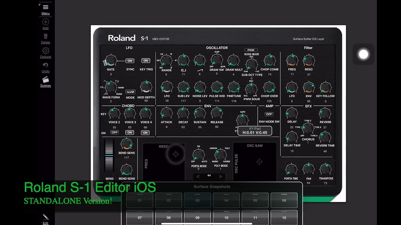 Roland S-1 Editor iOS  - Surface Builder -  Surface