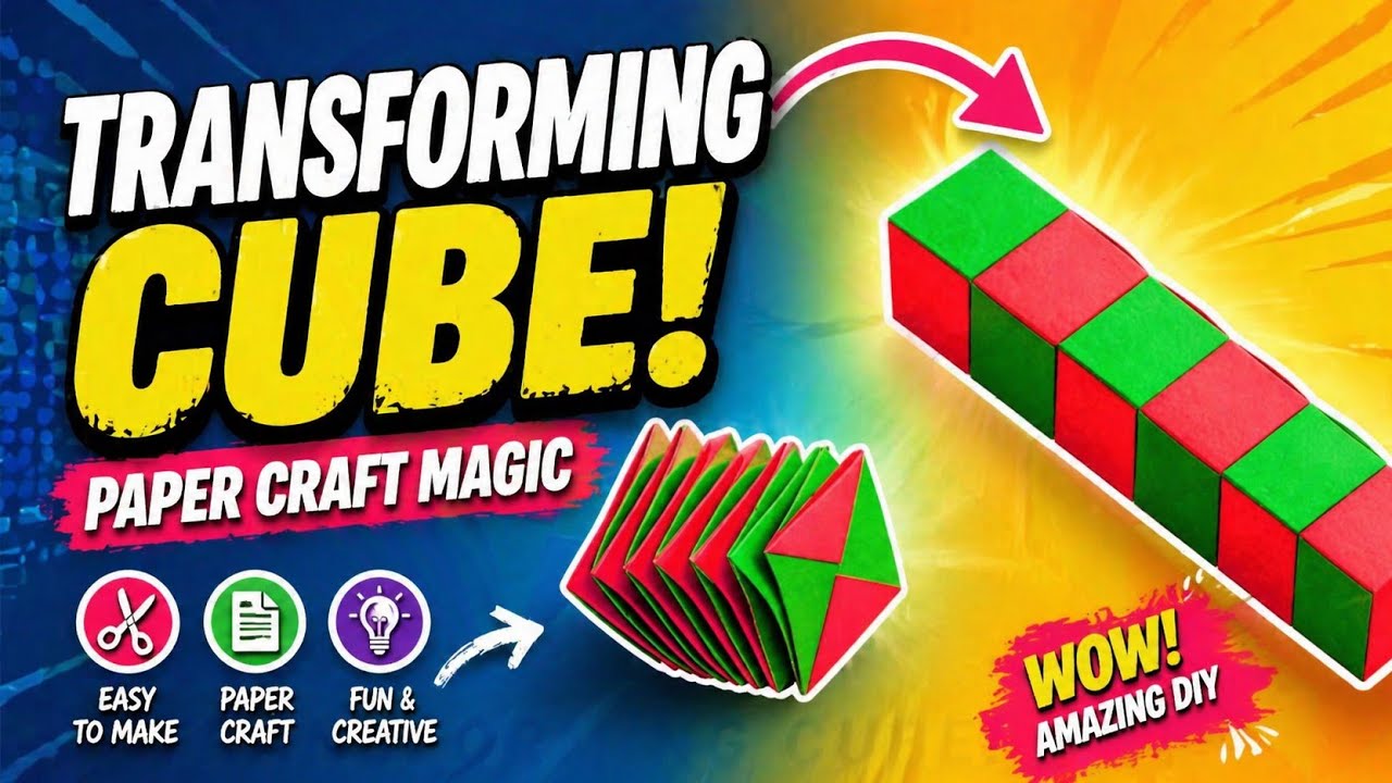 Paper Transformer Cube &ndash; Satisfying Origami Trick #papercraft #viralcraft #trendingcraft 