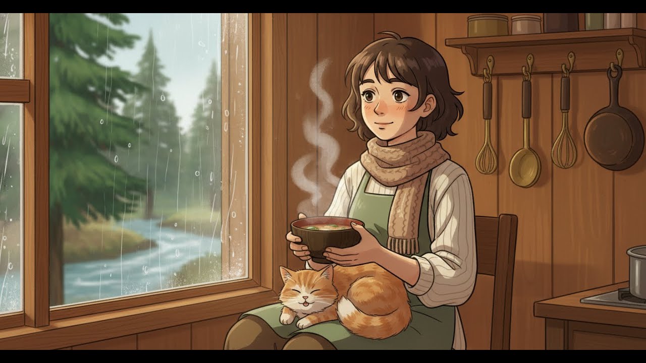 Rain on the Roof + River Whisper… Campervan Miso Soup ASMR 🍲🌧️ 