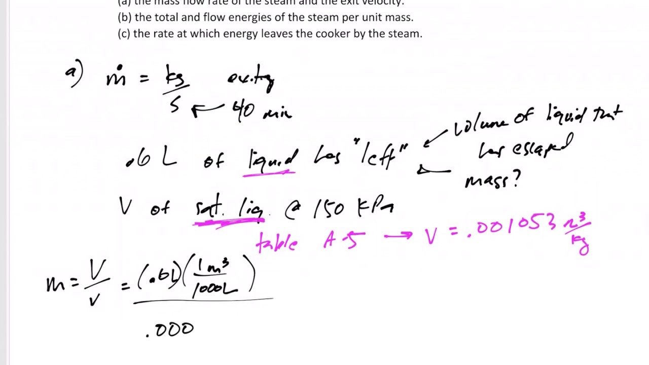 Thermodynamics - 5-2 Energy of a flowing fluid example 1