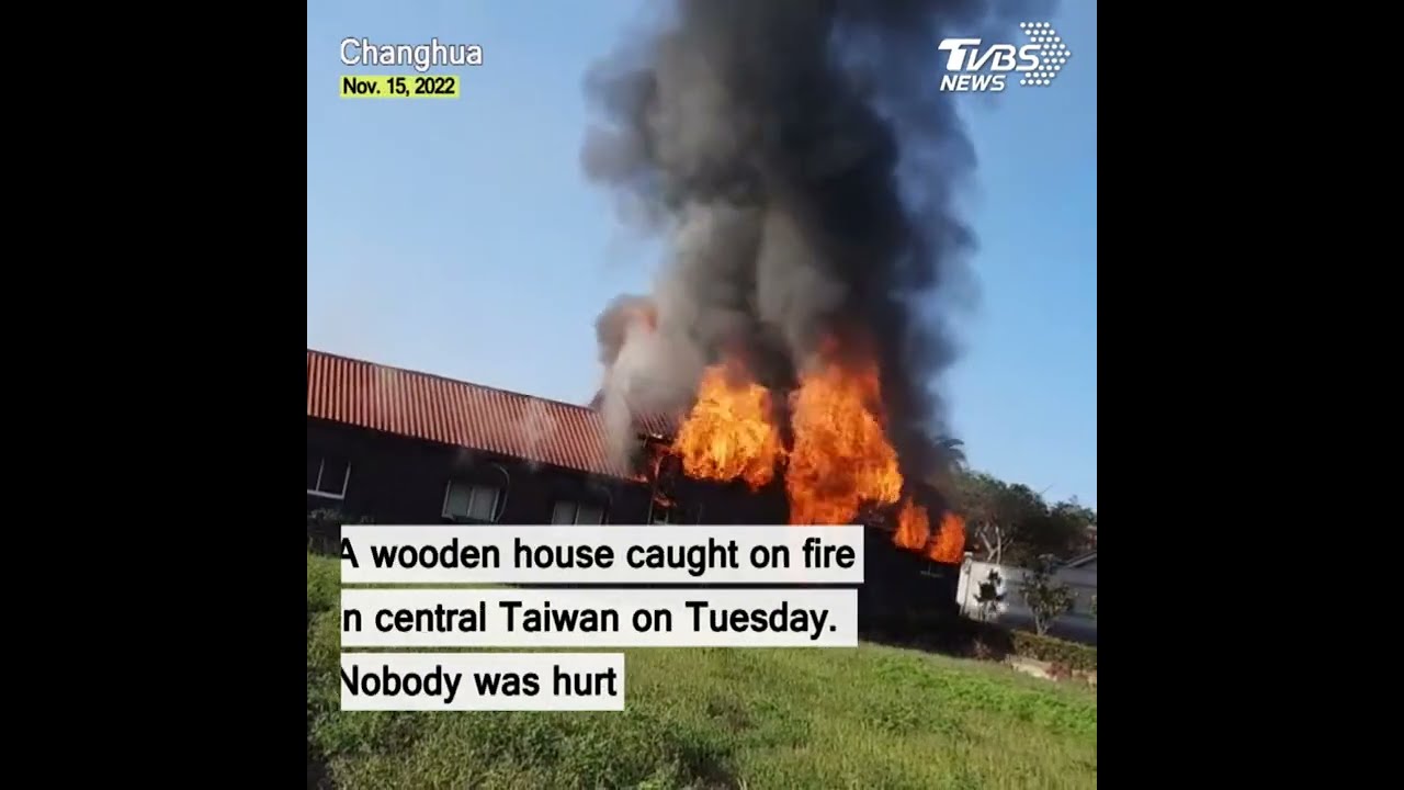 Wooden house ablaze in central Taiwan 