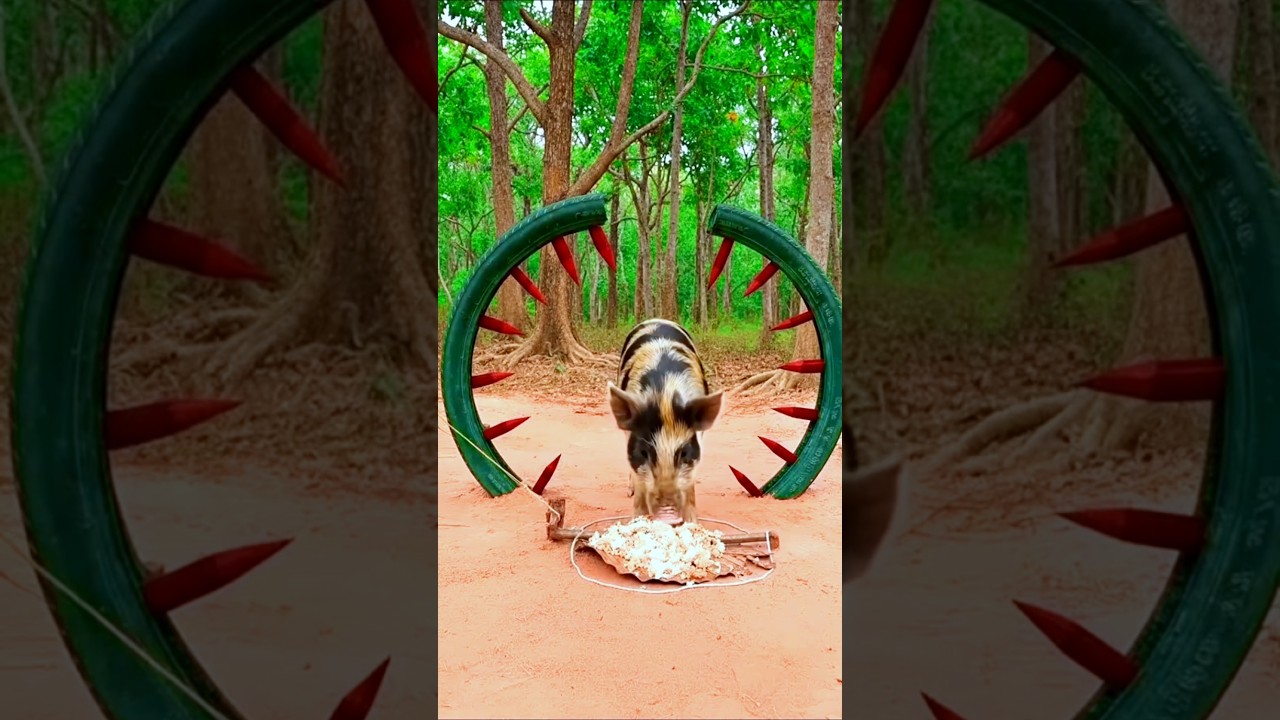Инновационная ловушка для дикого кабана, сделанная из острых #wildboar #pigtrap #wildboartrap