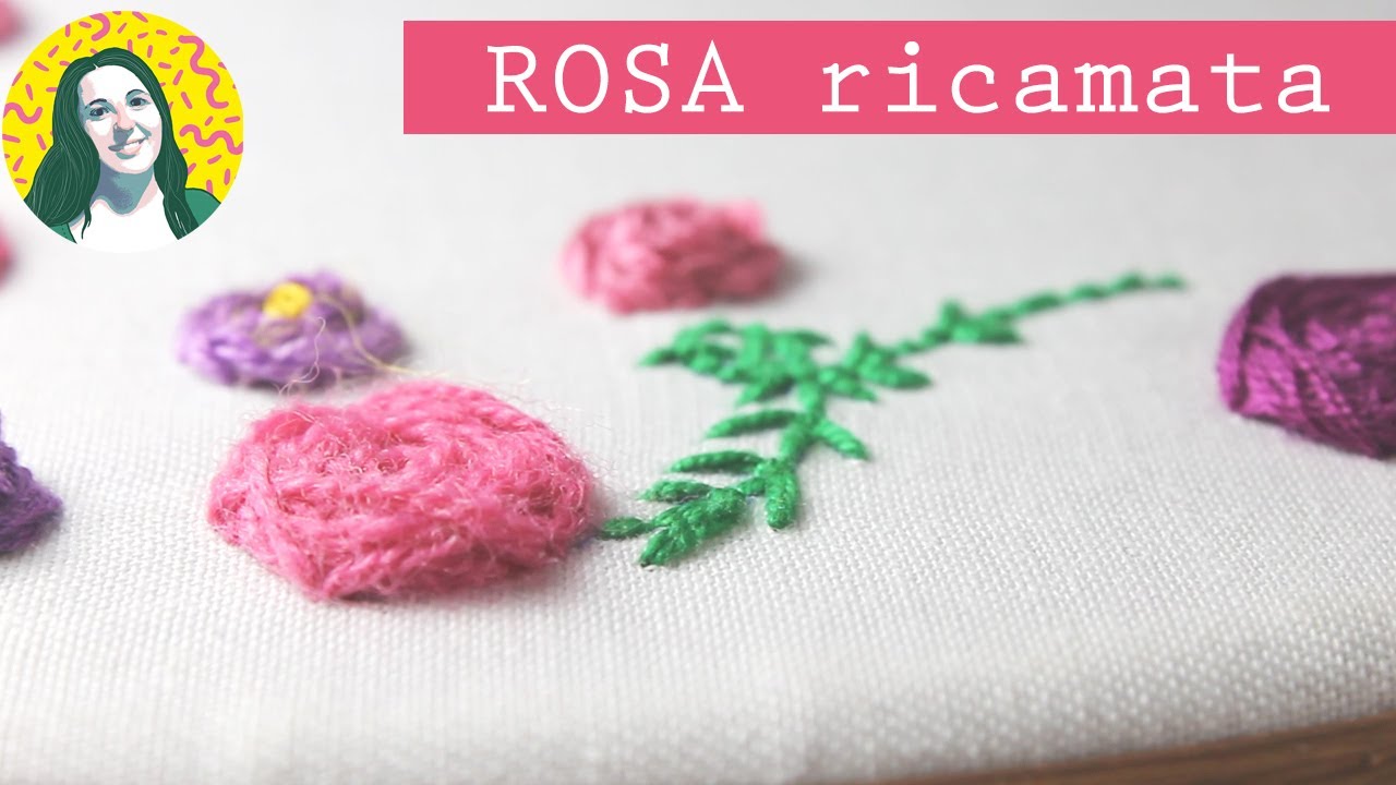 Ricamo ROSA a punto erba e punto nodino | ricamo a mano | ricamo fiori