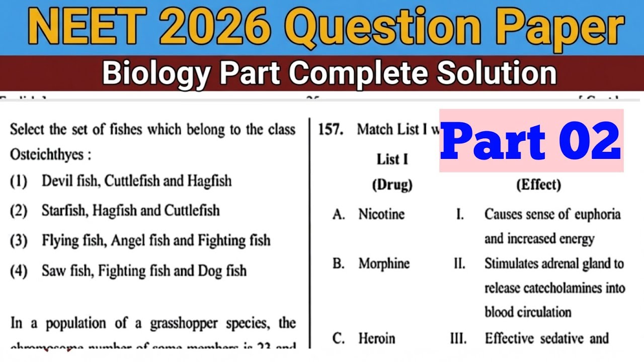 NEET 2026 Question Paper  | Biology Portion Complete Solved | Part 2