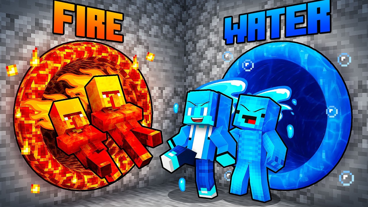 JJ vs Mikey vs Carrie: ELEMENTAL TUNNEL BATTLE in Minecraft - Maizen