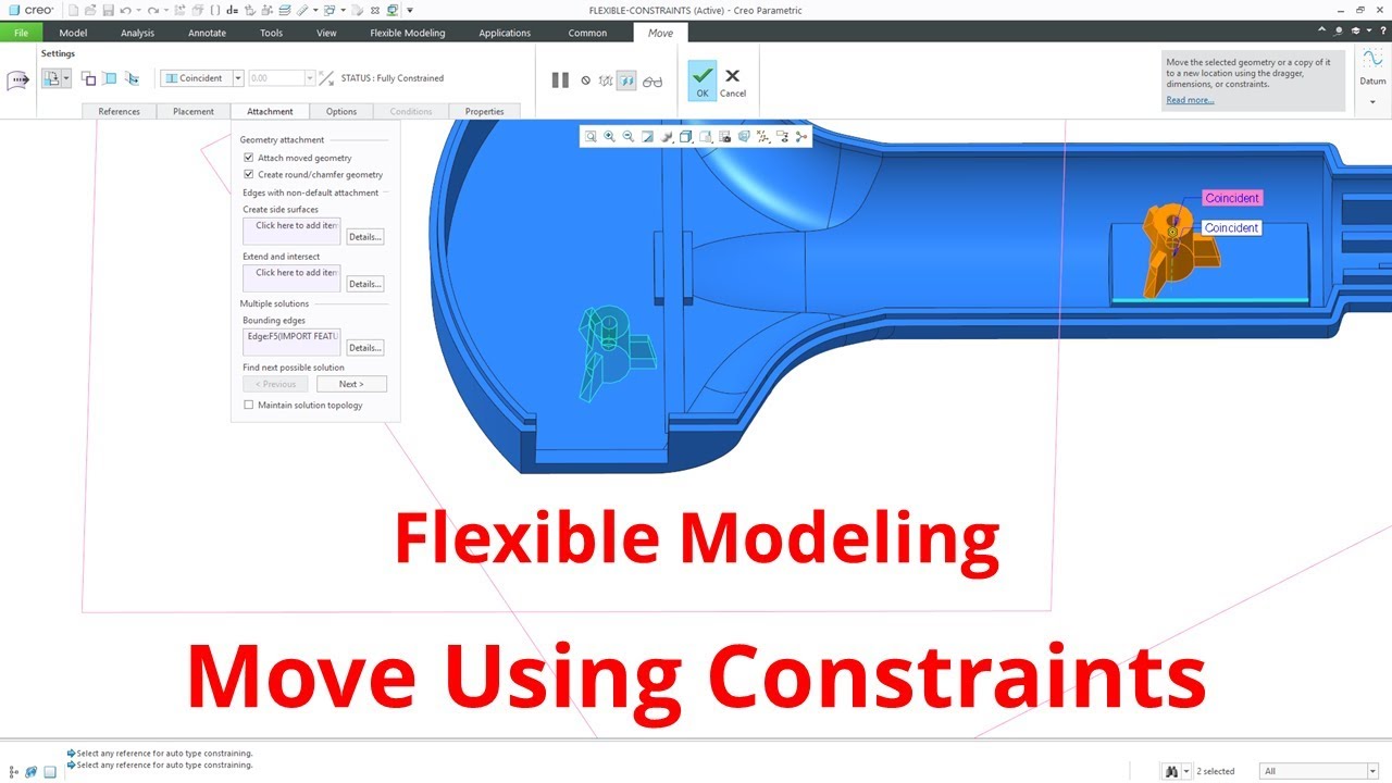 Creo Parametric - Flexible Modeling (FMX) - Move Using Constraints