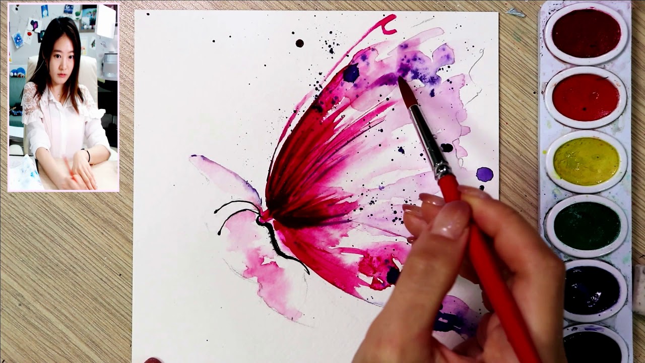 How to draw A fluttering  butterfly - Speed watercolor painting Demonstration