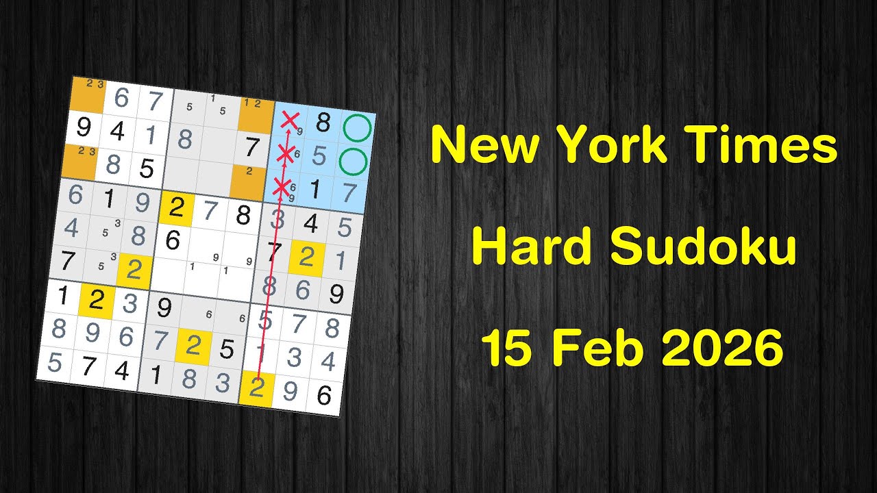 New York Times Hard Sudoku 15 Feb 2026 - Solve with Phidoku