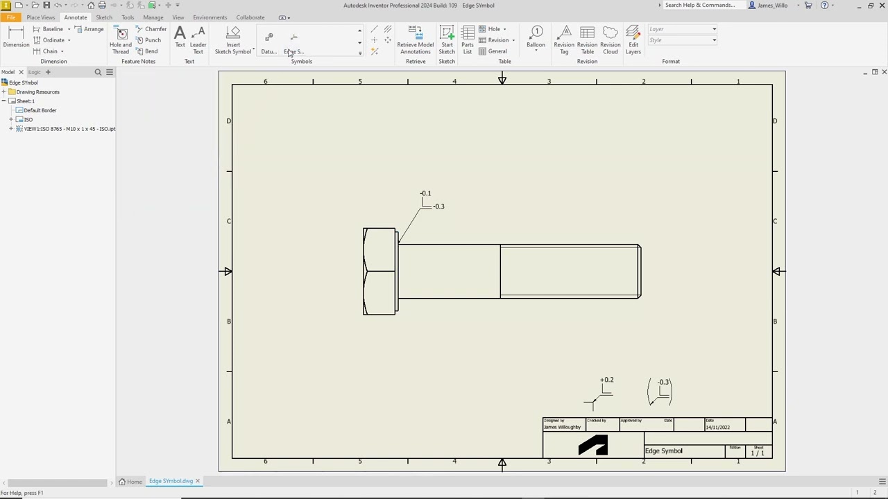 Inventor 2024 What's New - Edge symbol
