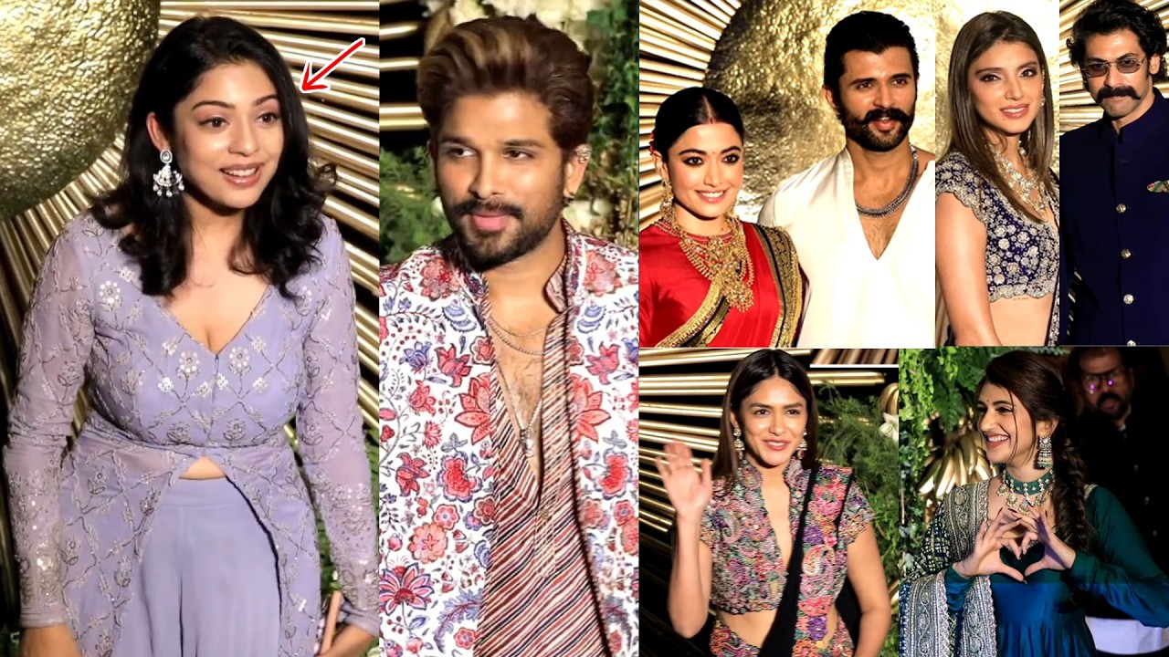 Allu Arjun, Sreeleela, Mrunal Thakur, Rana Wife Visuals at Vijay and Rashmika Reception | Virosh