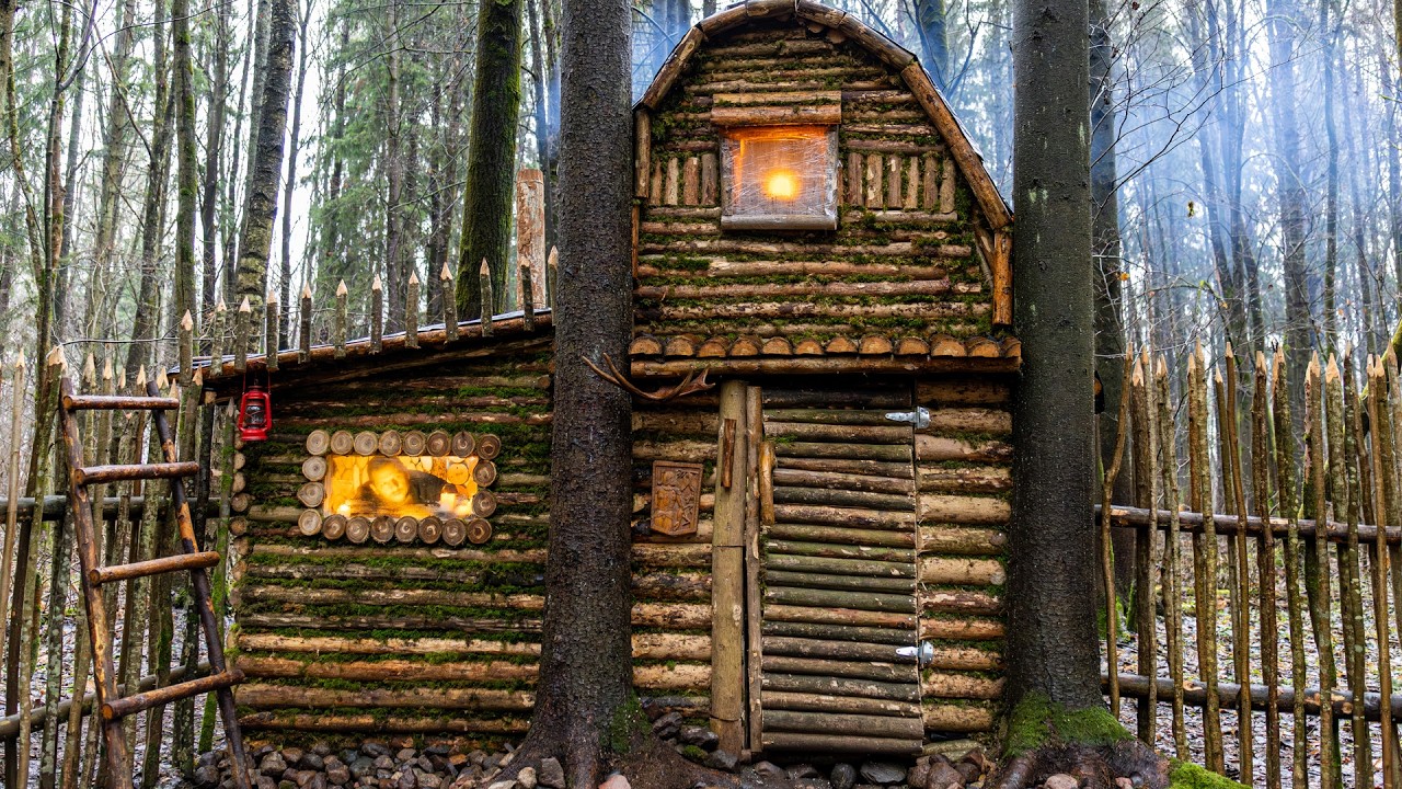 Bushcraft Cabin Winter Upgrade | Making a Warm and Livable Forest Shelter