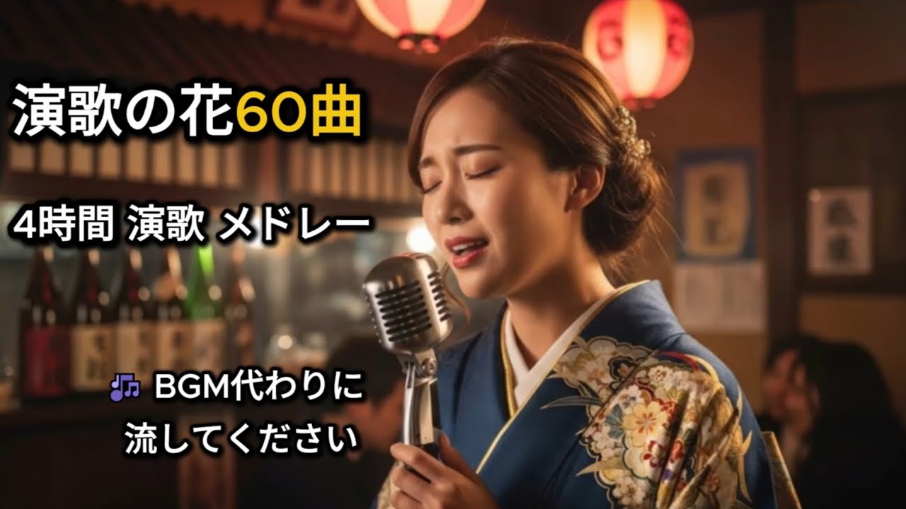 心に染みる女性演歌｜名曲60選 4時間メドレー【癒し・作業用BGM】