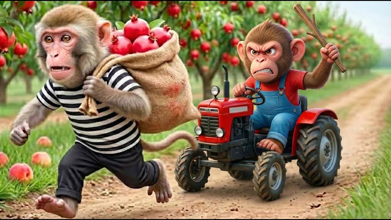 🔥 Monkey Harvesting Pomegranates Catches a Thief | A Heart-Pounding Farm Chase