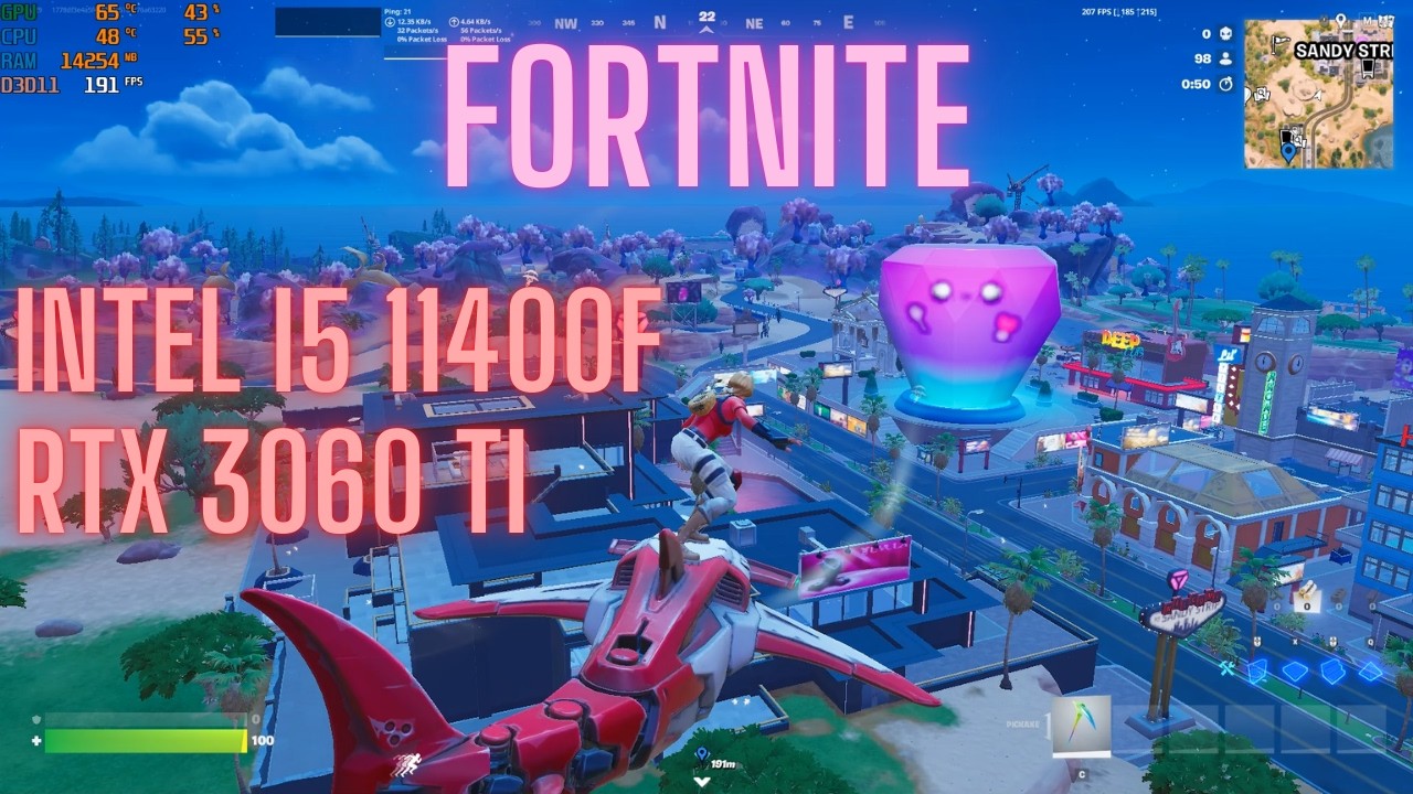 Fortnite RTX 3060 Ti + i5 11400F | Performance Test (Performance Mode, 1080P)