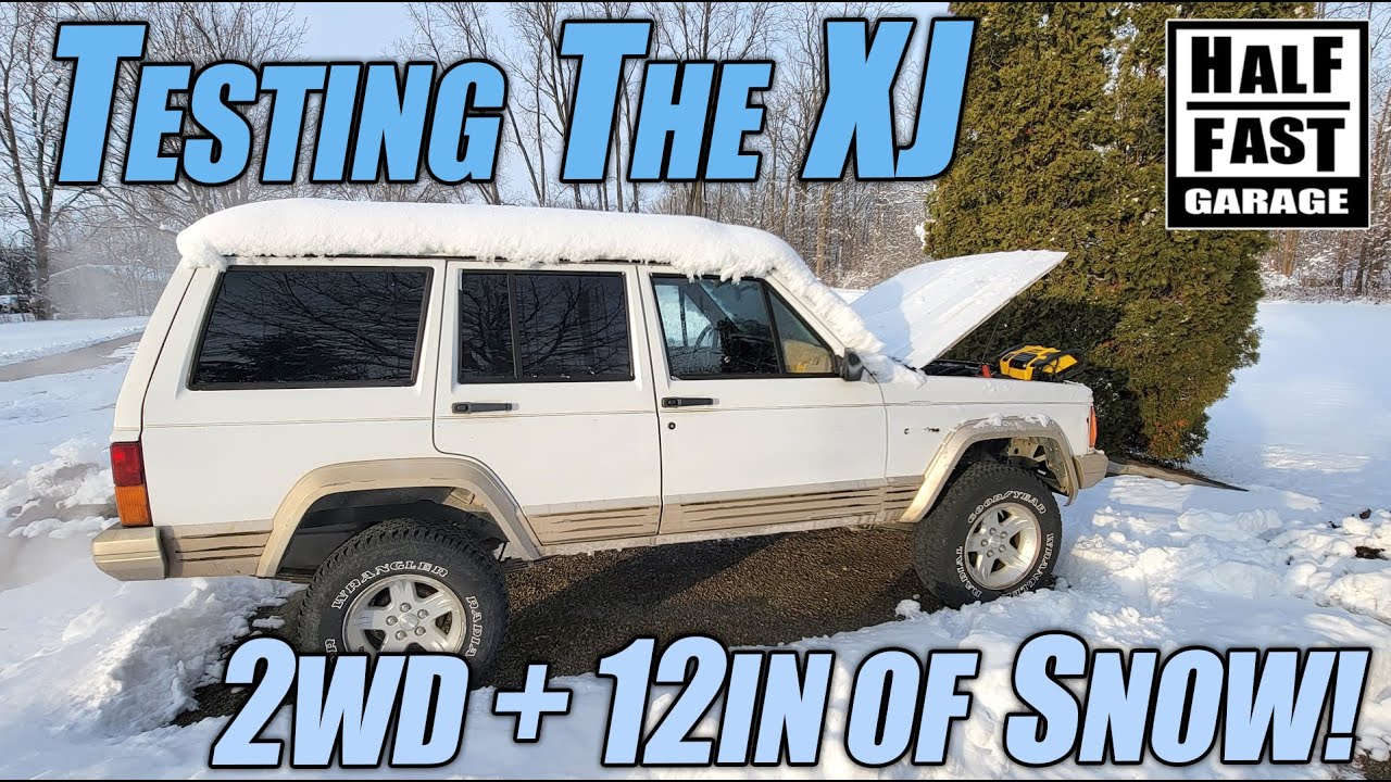 Testing my 1996 Jeep Cherokee XJ in a Foot of Snow... In 2 Wheel Drive!