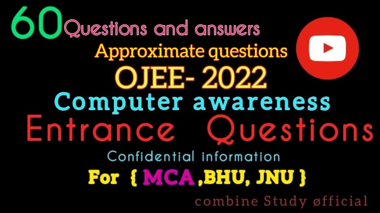 (ojee-2022 MCA)Approximate questions and answers For OJEE 2022 entrance exam for {MCA }& bhu .#comp